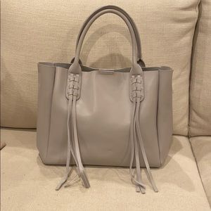 Neiman Marcus Boho Grey Leather Tote / Crossbody